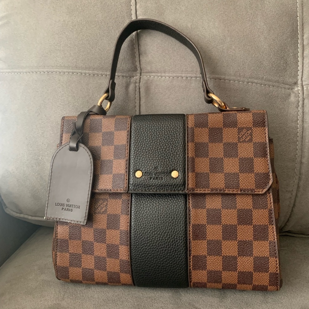 Brown Checkered Purse